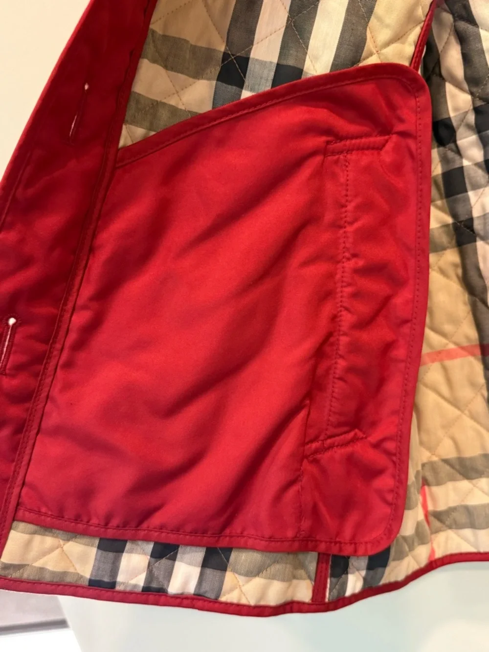 Burberry Quilted Jacket Red Classic Nova Plaid Check Lining Size XL - Picture 5 of 15